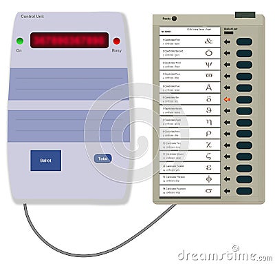 Electronic Voting Machine with VVPAT Cartoon Illustration