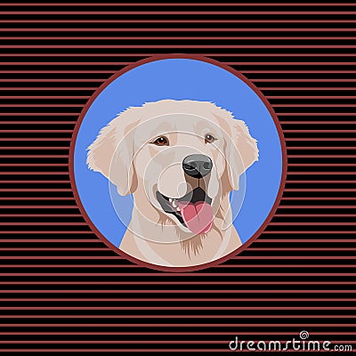 A happy White Labrador Retriever. Portrait of a dog. Vector Illustration