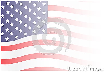 Faded Waving American Flag Background Cartoon Illustration