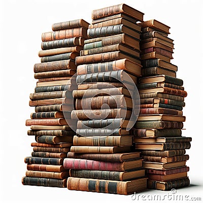 graphic of a large pile stack of vintage old books Stock Photo