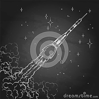 Graphic launching rocket Vector Illustration