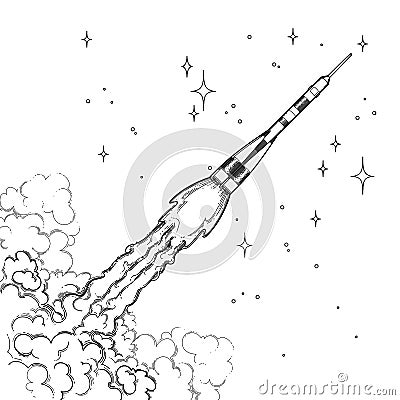 Graphic launching rocket Vector Illustration