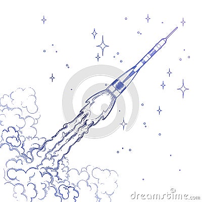 Graphic launching rocket Vector Illustration