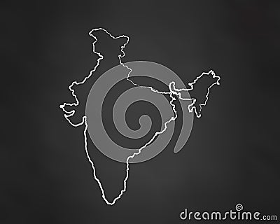 India Country Map Chalk Outline. Vector Illustration Vector Illustration