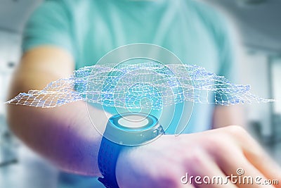 Graphic network displayed on a futuristic interface - Business a Stock Photo