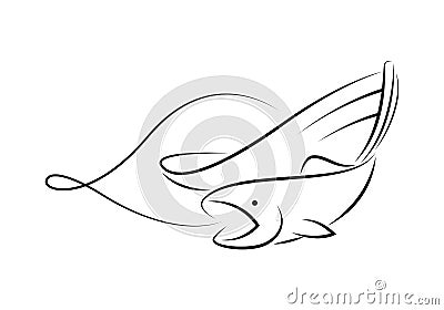 Graphic outline fishing boat, vector Vector Illustration