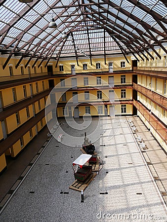 Graphic photo on the canopy and the hall of the familistÃ¨re Stock Photo