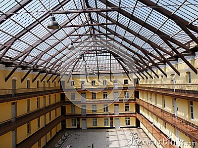 Graphic photo on the canopy and the hall of the familistÃ¨re Stock Photo