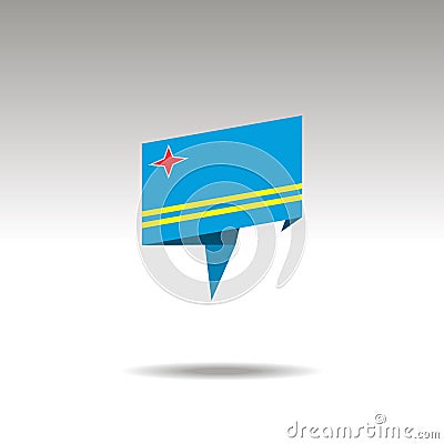 Graphic representation of the location designation in the origami style with a flag ARUBA on a gray background Stock Photo