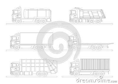 Graphic representation of options for modern European trucks Vector Illustration