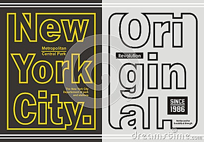 New york city with original typography design, vector image Vector Illustration