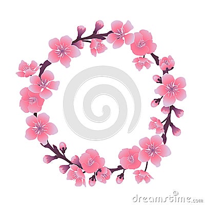 Graphic sakura wreath Vector Illustration