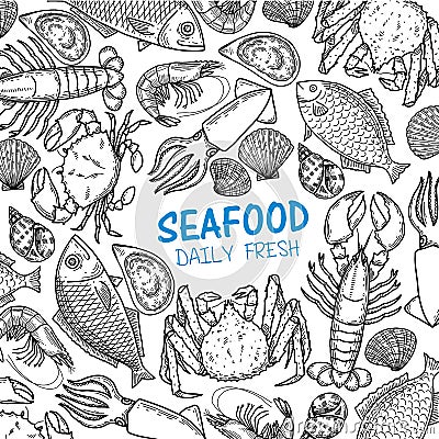 Graphic seafood, vector Vector Illustration