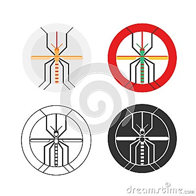 Graphic set of dengue mosquito. Vector Illustration