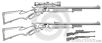 Graphic shotgun rifle with optical sight Vector Illustration