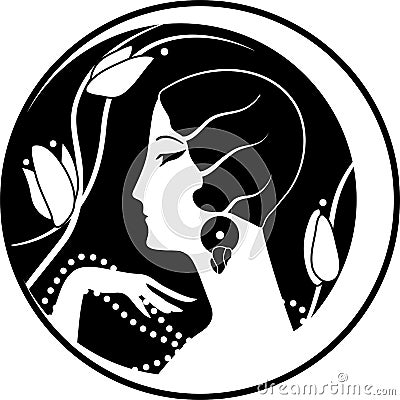 Graphic silhouette of a art deco woman Vector Illustration