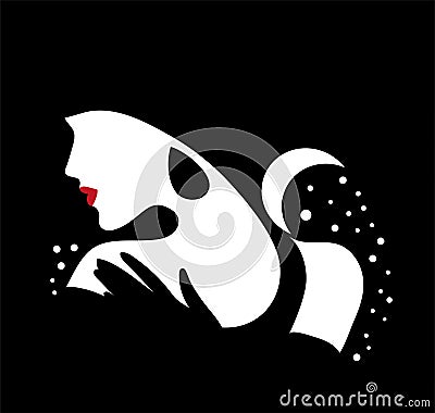 Graphic silhouette of a art deco woman Vector Illustration