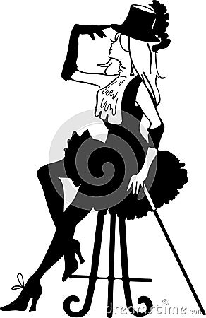 Graphic silhouette of a cabaret woman Vector Illustration