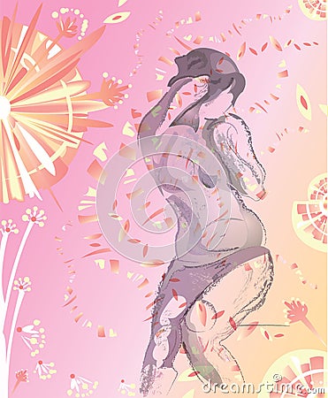 Graphic silhouette of girl Vector Illustration