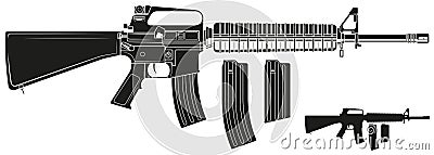 Graphic silhouette modern automatic american rifle Vector Illustration