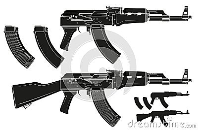 Graphic silhouette modern automatic russian rifle Vector Illustration