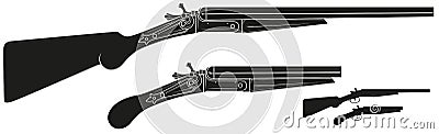 Graphic silhouette old retro shotgun rifle Vector Illustration