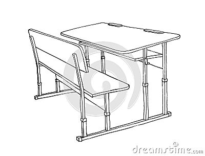 Graphic sketch school desk and chair Stock Photo