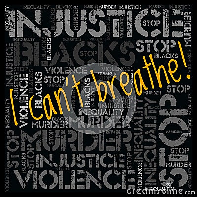 Word cloud with slogan `I can`t breathe` Editorial Stock Photo