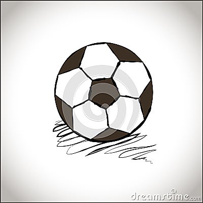 Graphic soccer ball. Hand drawn style football ball. A soccer ball icon. Sports icon. Black and white simple football ball. Sports Cartoon Illustration