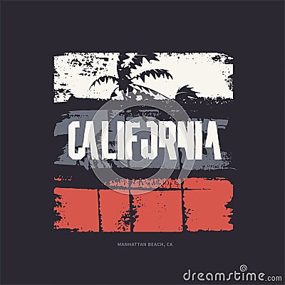 Graphic t-shirt design on the topic of California. Vector illustration Vector Illustration