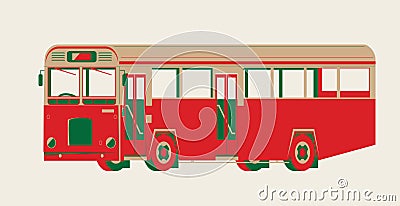 Graphic vector of an vintage single-decker bus Vector Illustration