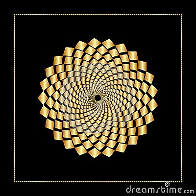 Graphic web of gold rhombus in concentric circle with an open core. Graphic design. Vector illustration. Background design. Modern Vector Illustration