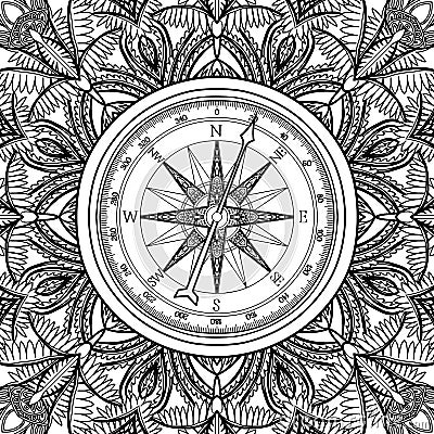 Graphic wind rose compass Vector Illustration