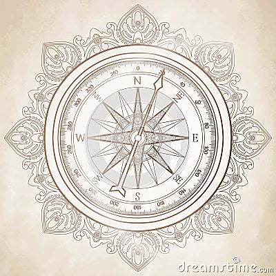 Graphic wind rose compass Vector Illustration