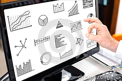 Graphical analysis concept on a computer monitor Stock Photo