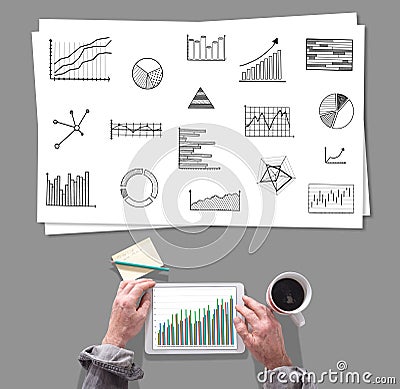 Graphical analysis concept placed on a desk Stock Photo