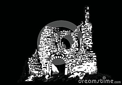 Graphical 3d kalamite fortress isolated on black, Inkerman,Crimea. Vector illustration Vector Illustration