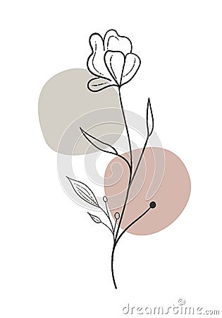 Graphical flowers illustration. Floral line art pattern background Cartoon Illustration