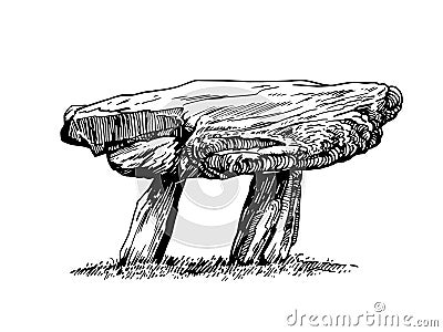 Graphical hand-drawn dolmen isolated on white background,jpg illustration Cartoon Illustration
