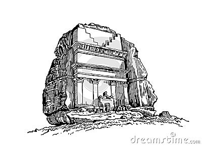 Graphical hand-drawn dolmen isolated on white background,jpg illustration Cartoon Illustration