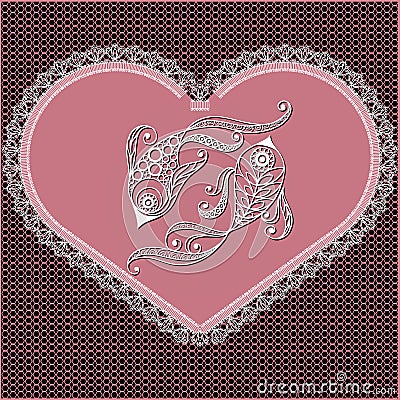 Graphical illustration of the heart with the sign of the zodiac Vector Illustration