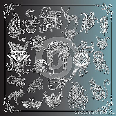 Graphical illustration with occult symbols_set 1 Vector Illustration