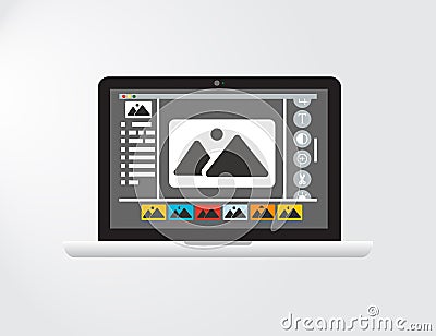 Graphical Interface or GUI of an imagined Photo Editing Software Vector Illustration