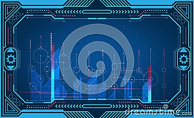 Graphical presentation computer panel, monitor, frame, control display, power technology. illustration Vector Illustration