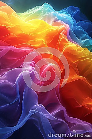 Graphical representation of a coloured sine wave. AI generative Stock Photo