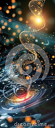 A graphical representation of the interaction between nanoscale magnetic fields in a computing device Stock Photo
