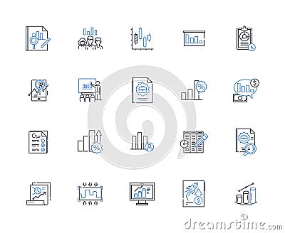 Graphical Representation line icons collection. Infographic, Visualization, Chart, Diagram, Graphic, Map, Plot vector Vector Illustration