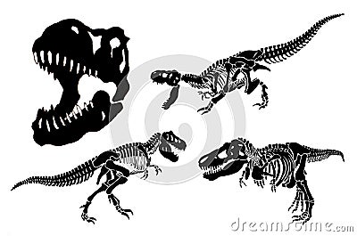 Graphical set of dinosaurs isolated on white background,vector illustration Vector Illustration