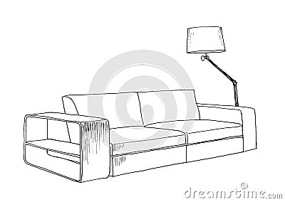 Graphical sketch of modern sofa Stock Photo