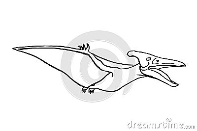 Graphical sketch of pterodactyl isolated on white,vector illustration for coloring,logo,design Vector Illustration